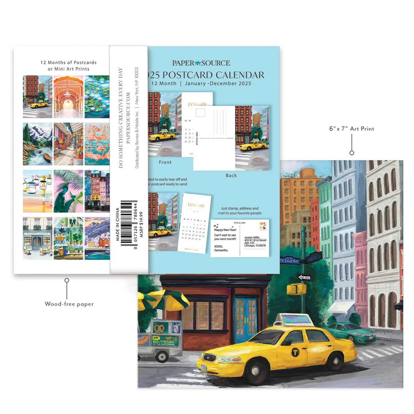 2025 Paper Source Postcard Calendar