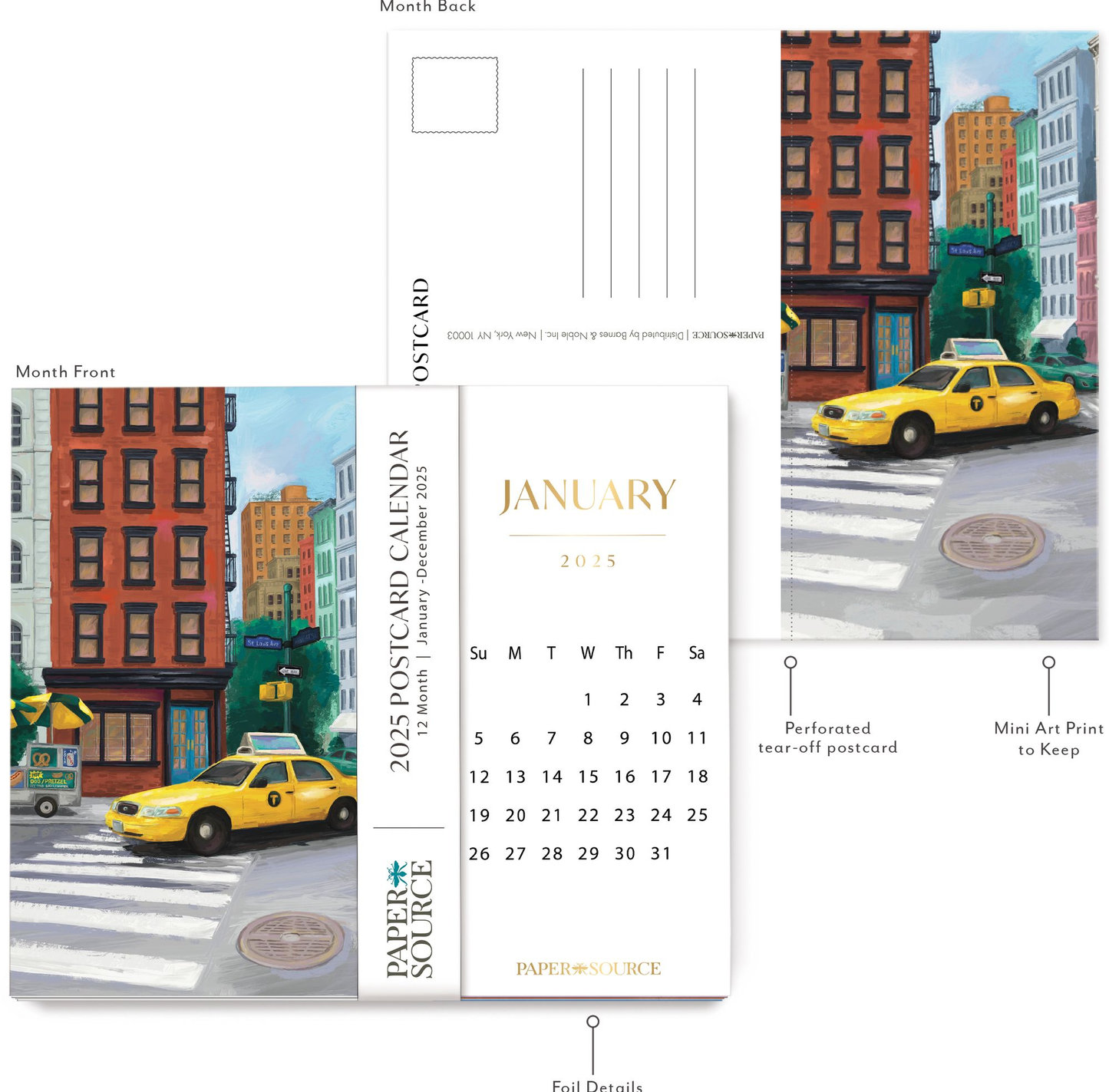 2025 Paper Source Postcard Calendar