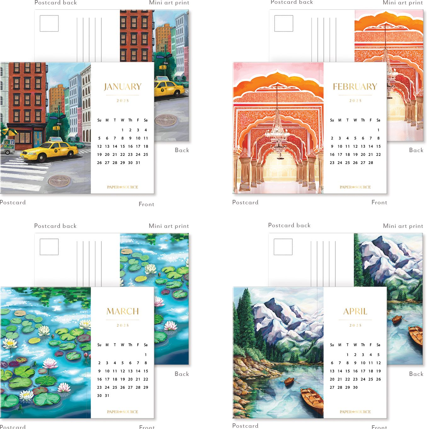 2025 Paper Source Postcard Calendar