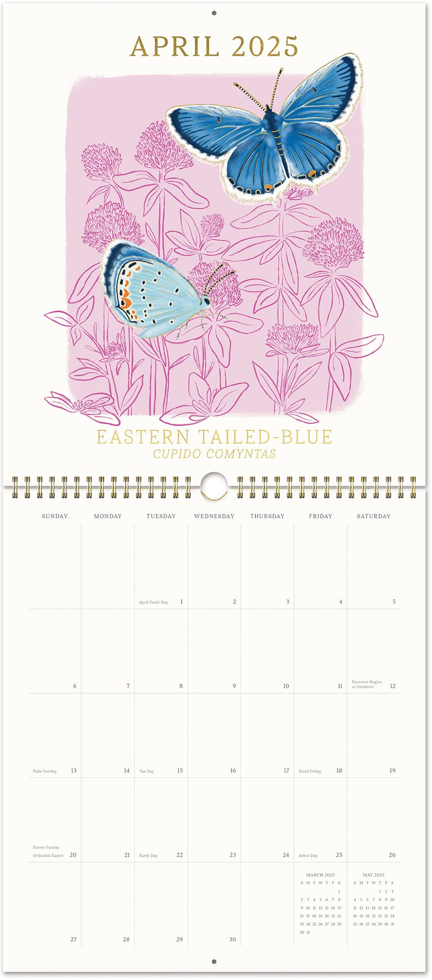 2025 print Butterfly Birth Month Calendar Wall Calendar with Foil