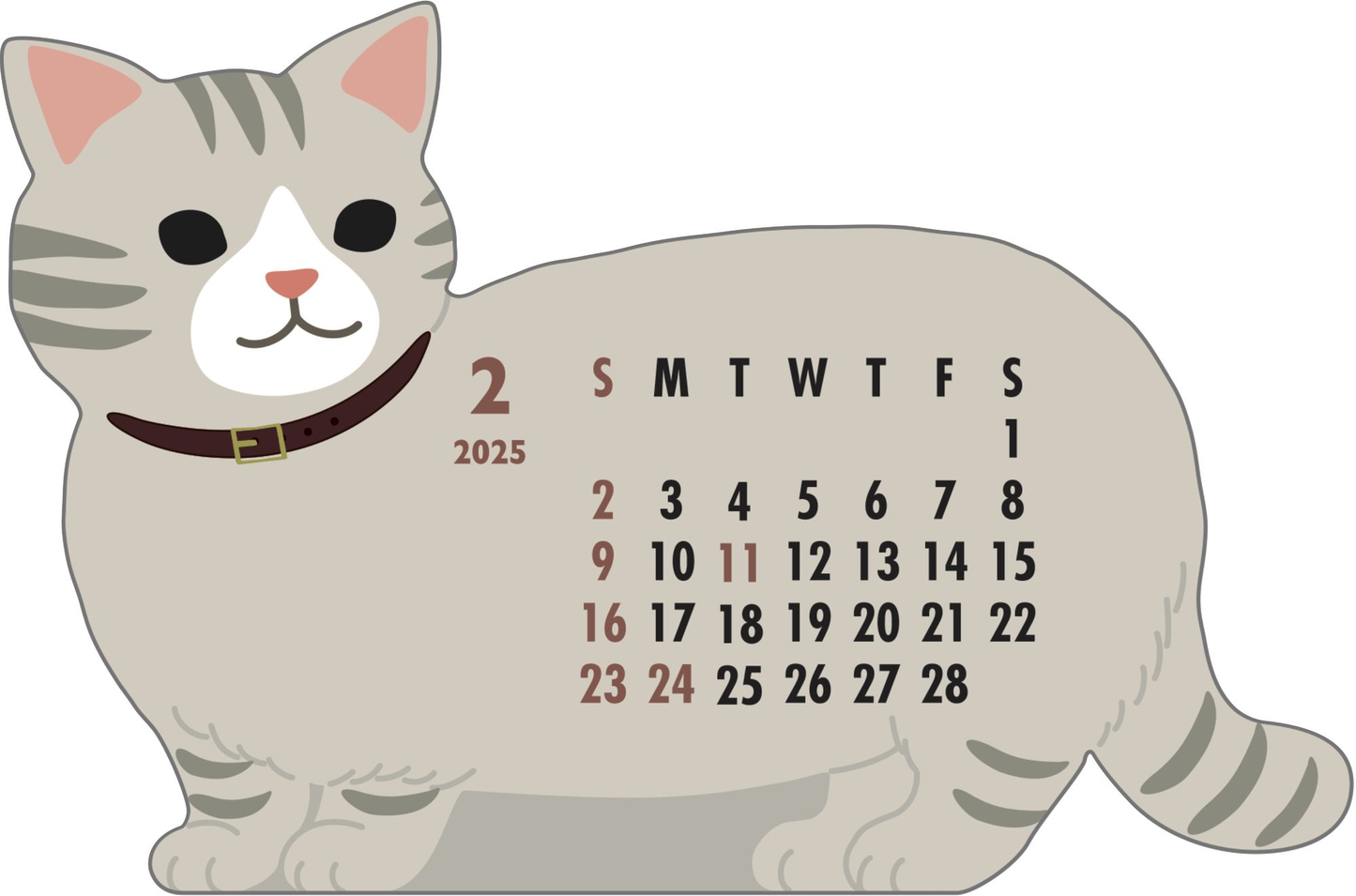2025 Calendar-Animal Die Cut - Cat
