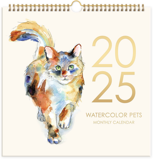 2025 Watercolor Pets Wall Calendar