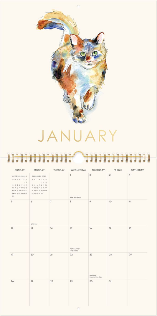2025 Watercolor Pets Wall Calendar